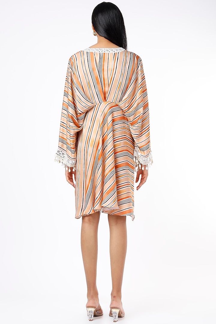 Peach Striped Summer Dress by Vikram Phadnis at Pernia's Pop Up Shop