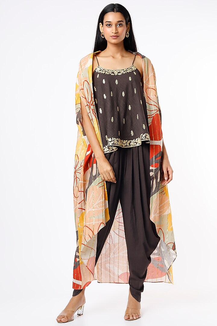Multi-Colored Printed Cape Set by Vikram Phadnis at Pernia's Pop Up Shop