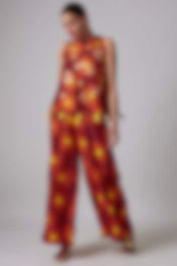 Multi-Colored Silk Printed Co-Ord Set by Vikram Phadnis