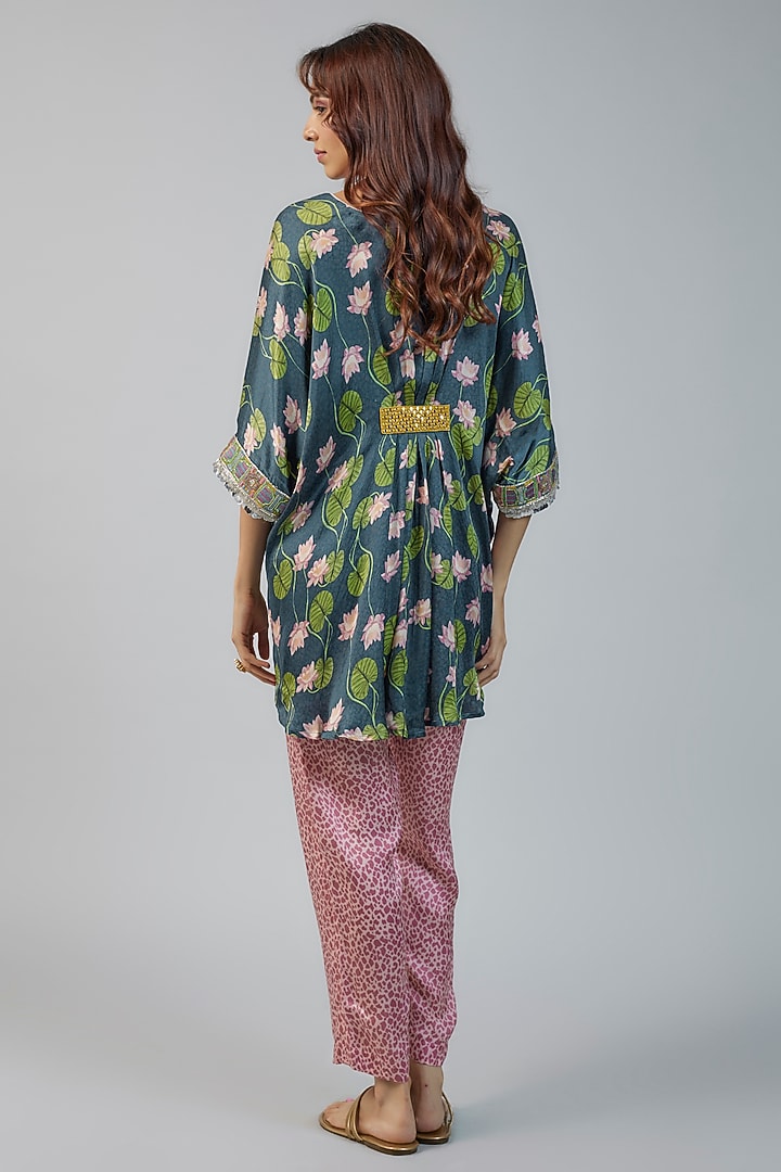 Pink Modal Satin Printed Co-Ord Set by Vikram Phadnis at Pernia's Pop Up Shop