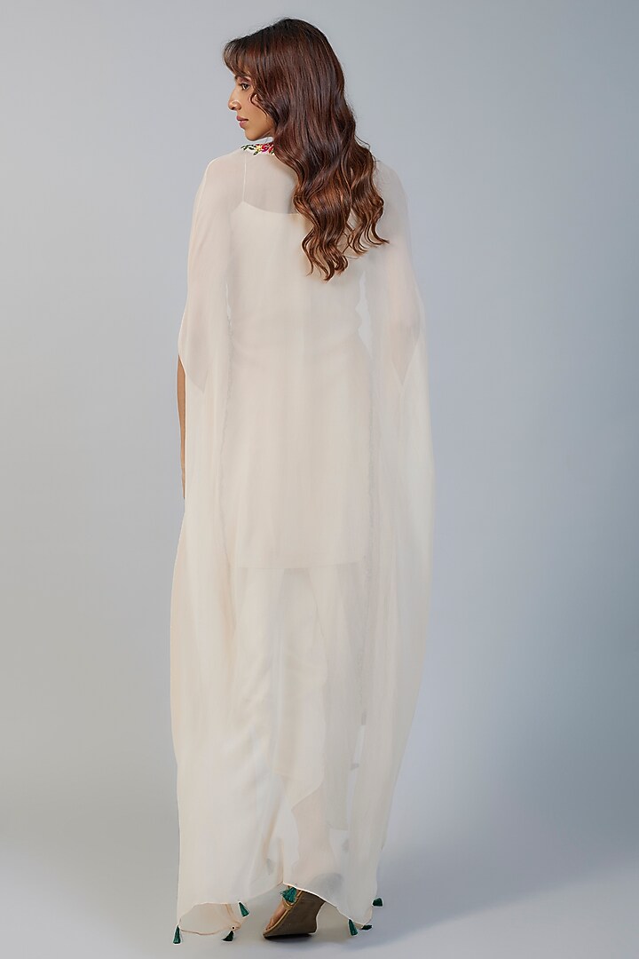 Ivory Silk Resham Embroidered Strappy Kurta Set by Vikram Phadnis at Pernia's Pop Up Shop