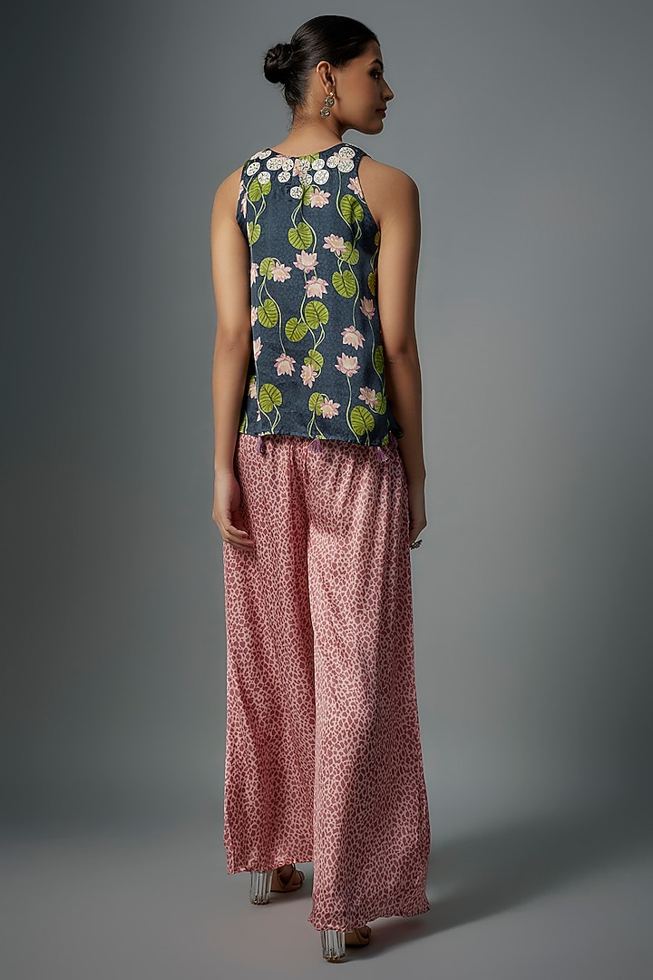 Multi-Colored Modal Satin Printed Co-Ord Set by Vikram Phadnis at Pernia's Pop Up Shop