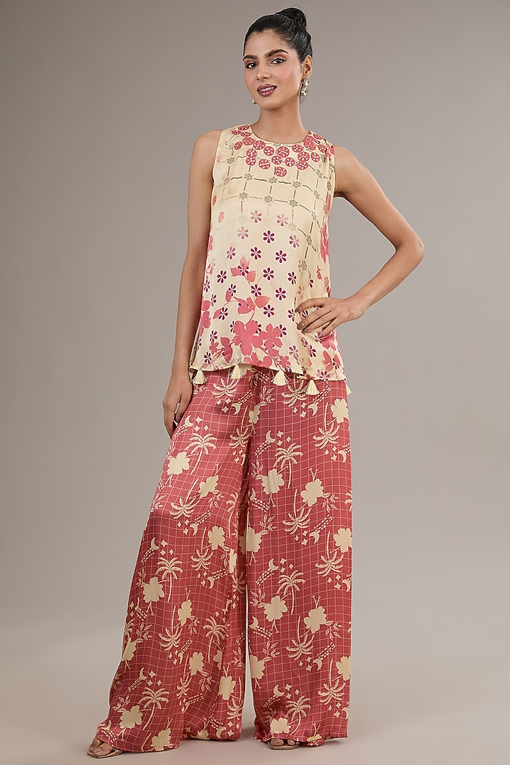 Ivory Georgette Embroidered Cape Set by Vikram Phadnis at Pernia's Pop Up Shop