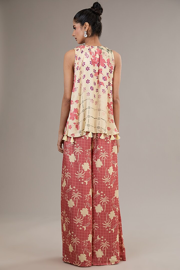 Ivory Georgette Embroidered Cape Set by Vikram Phadnis at Pernia's Pop Up Shop