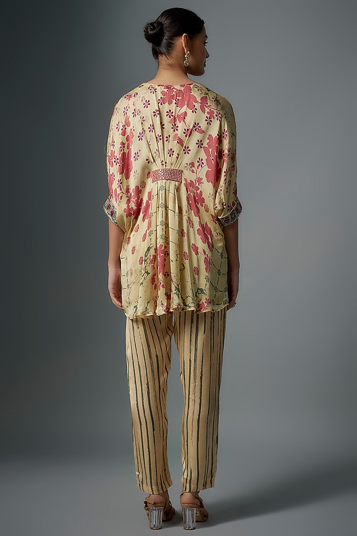 Ivory Modal Satin Printed Co-Ord Set by Vikram Phadnis at Pernia's Pop Up Shop