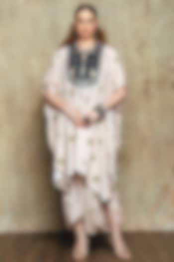 Olive Green Linen Slub Resham Embroidered Kaftan Set by Vikram Phadnis at Pernia's Pop Up Shop