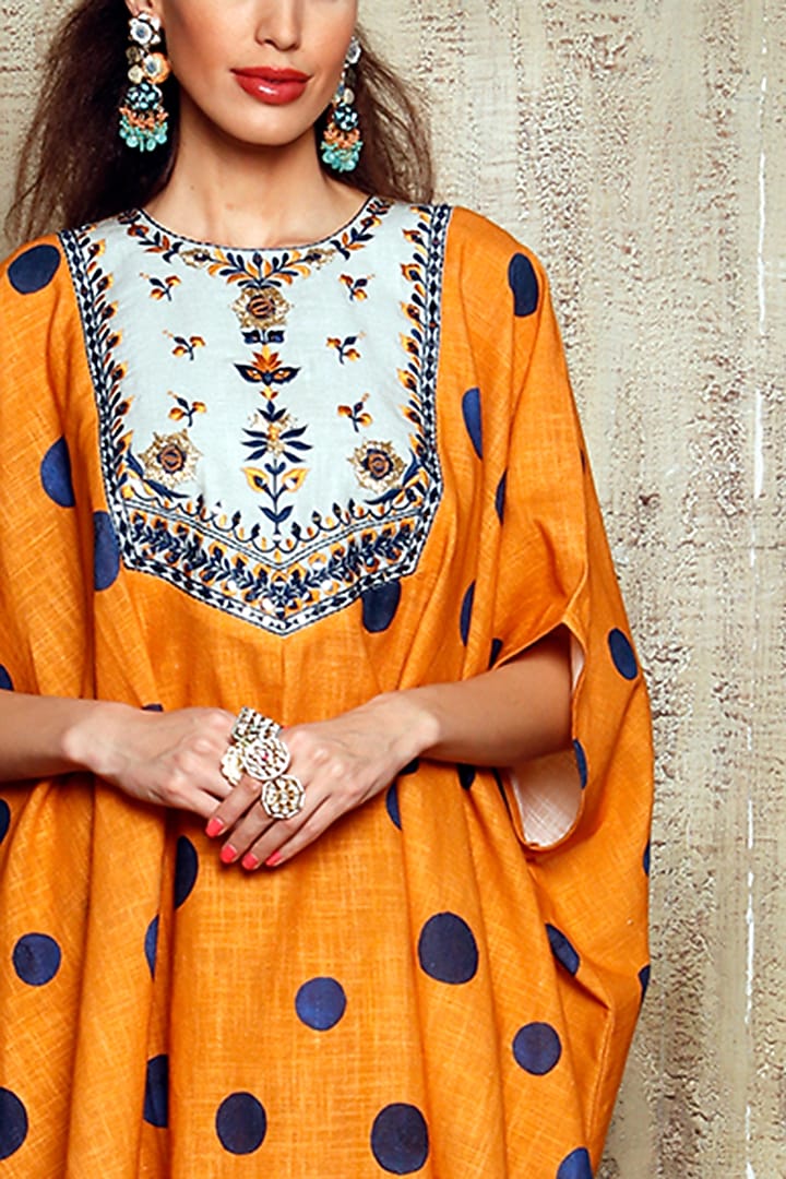 Rust Polka Dotted Dhoti Set by Vikram Phadnis at Pernia's Pop Up Shop