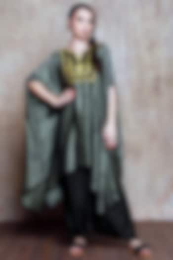 Dark Grey Modal Silk Dhoti Set by Vikram Phadnis at Pernia's Pop Up Shop