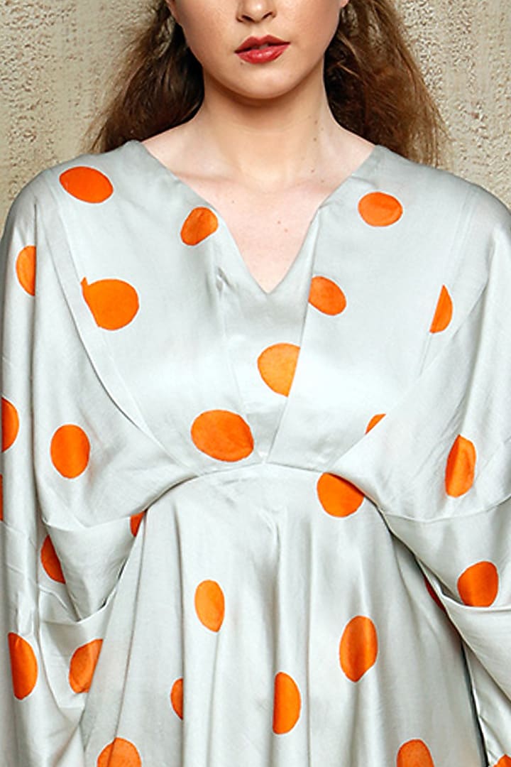 Mint Green & Orange Polka Dots Printed Dress by Vikram Phadnis at Pernia's  Pop Up Shop 2026