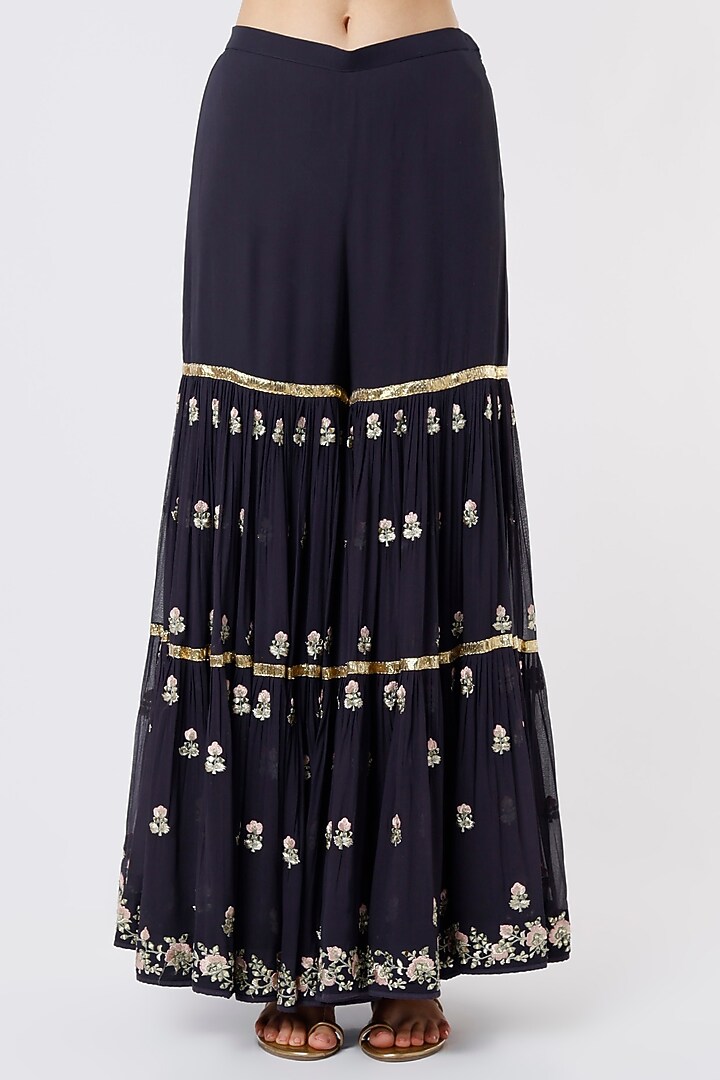 Dark Grey Embroidered Wedding Sharara Set by Vikram Phadnis at Pernia's Pop Up Shop