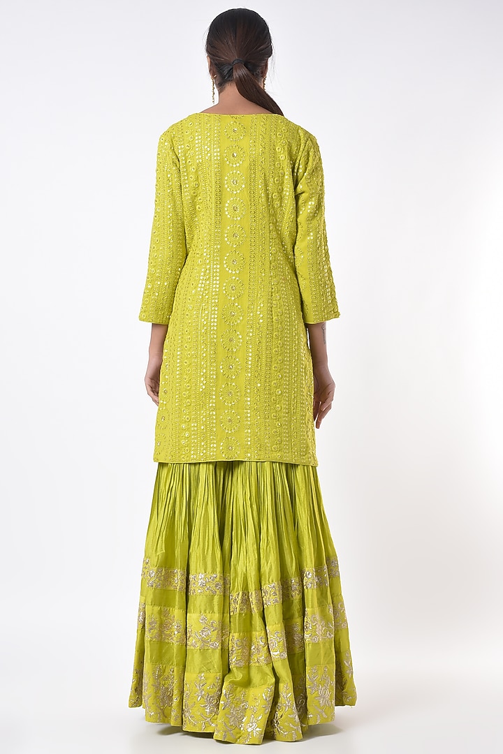 Lime Green Gota Embroidered Wedding Sharara Set by Vikram Phadnis at Pernia's Pop Up Shop