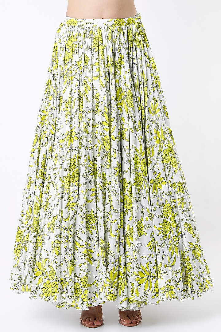 White & Light Green Printed Wedding Lehenga Set by Vikram Phadnis at Pernia's Pop Up Shop