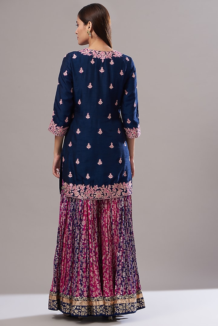 Pink Chanderi Tie-Dyed Wedding Sharara Set by Vikram Phadnis at Pernia's Pop Up Shop