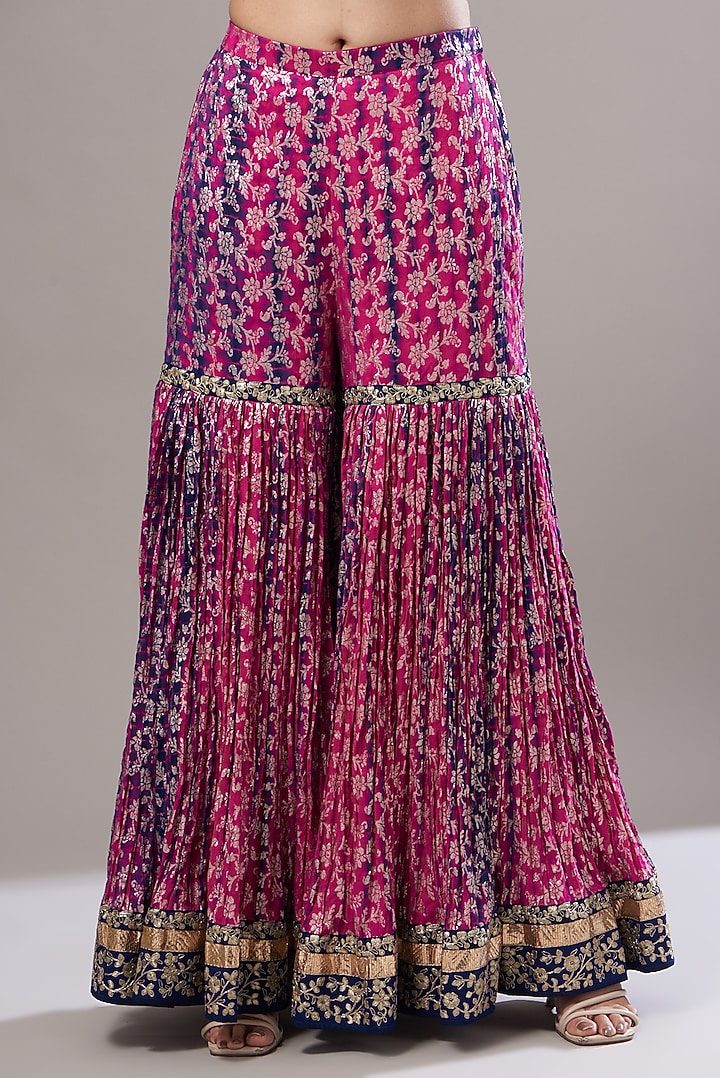 Pink Chanderi Tie-Dyed Wedding Sharara Set by Vikram Phadnis at Pernia's Pop Up Shop