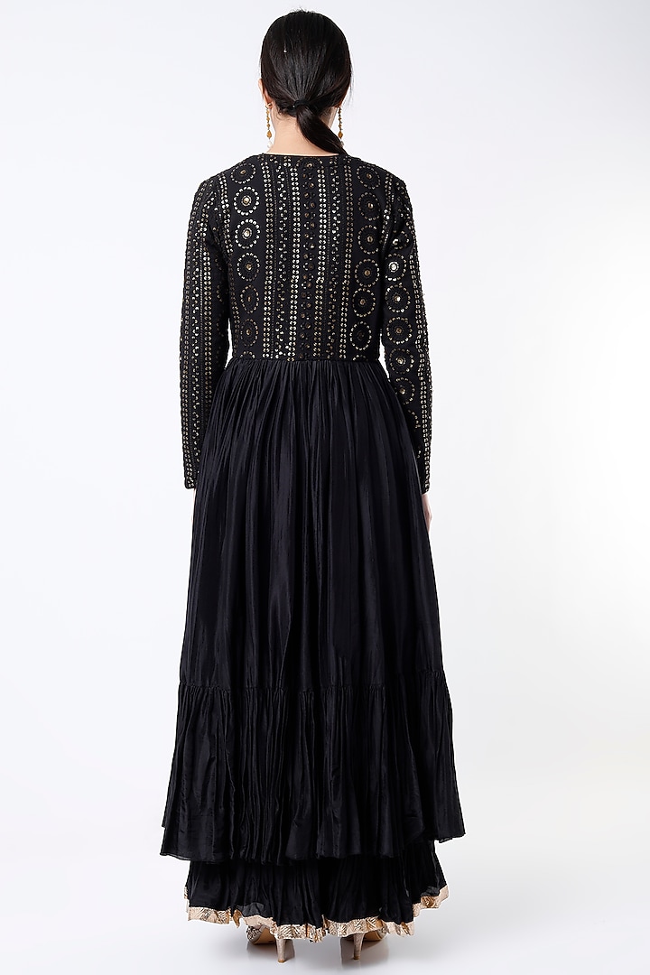 Black Silk Layered Wedding Sharara Set by Vikram Phadnis at Pernia's Pop Up Shop