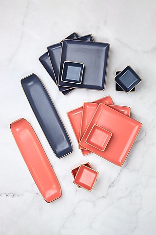 Multi-Colored Porcelain Matte Plates & Bowls by Vola