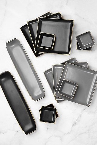 Multi-Colored Porcelain Matte Plates & Bowls by Vola