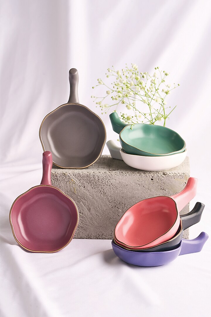 Multi-Colored Porcelain Bowls (Set Of 6) by Vola at Pernia's Pop Up Shop