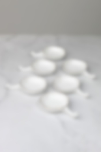White Porcelain Matte Bowls (Set Of 6) by Vola