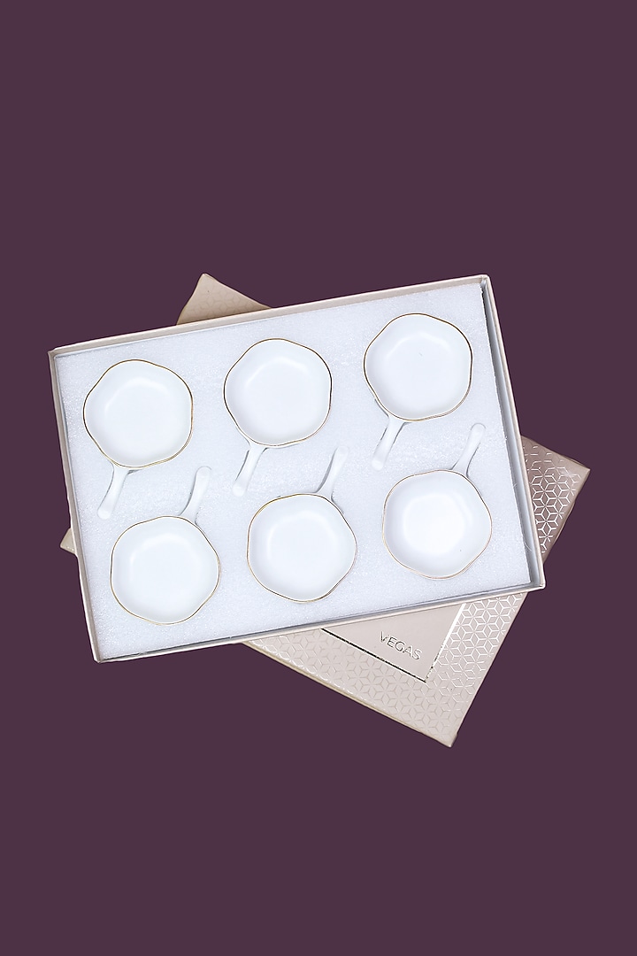 White Porcelain Matte Bowls (Set Of 6) by Vola at Pernia's Pop Up Shop