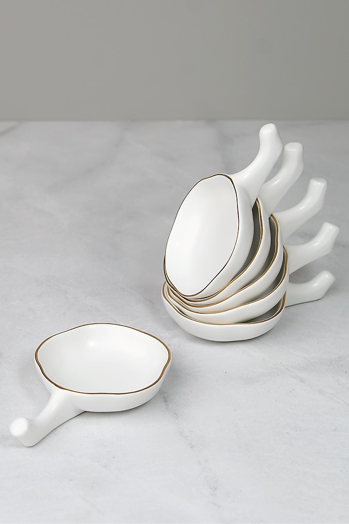 White Porcelain Matte Bowls (Set Of 6) by Vola at Pernia's Pop Up Shop
