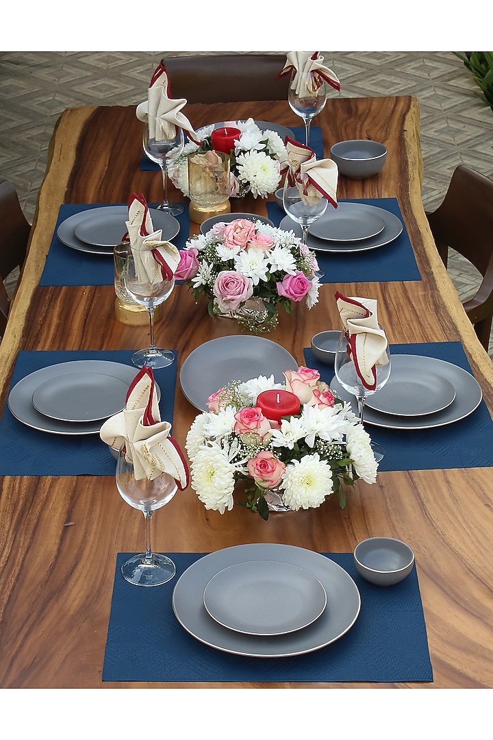 Grey Matte Porcelain Dinner (Set Of 21) by Vola at Pernia's Pop Up Shop