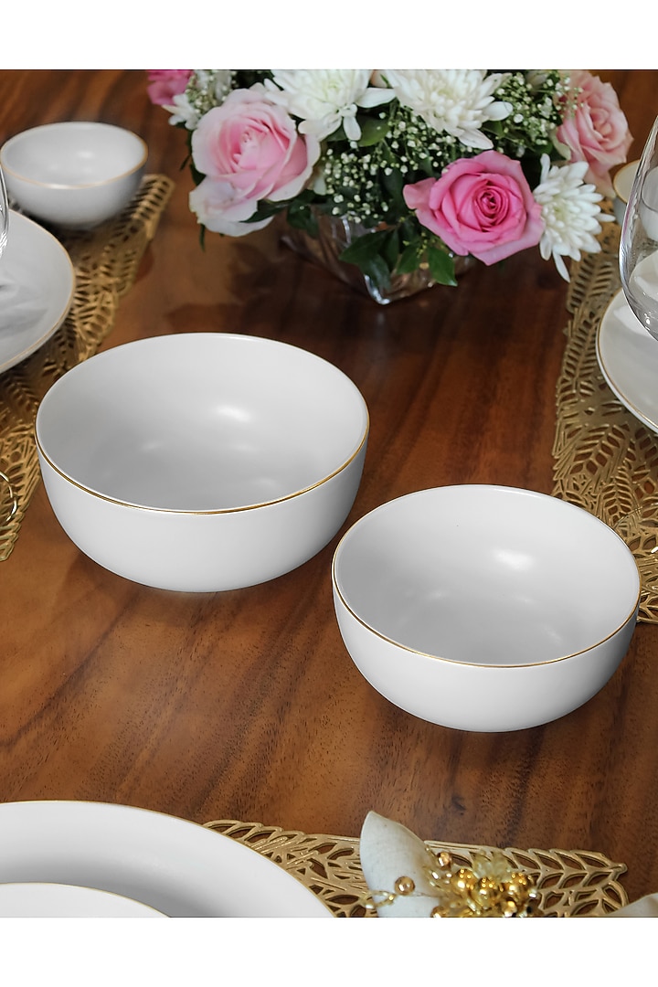 White Matte Porcelain Dinner (Set Of 21) by Vola at Pernia's Pop Up Shop