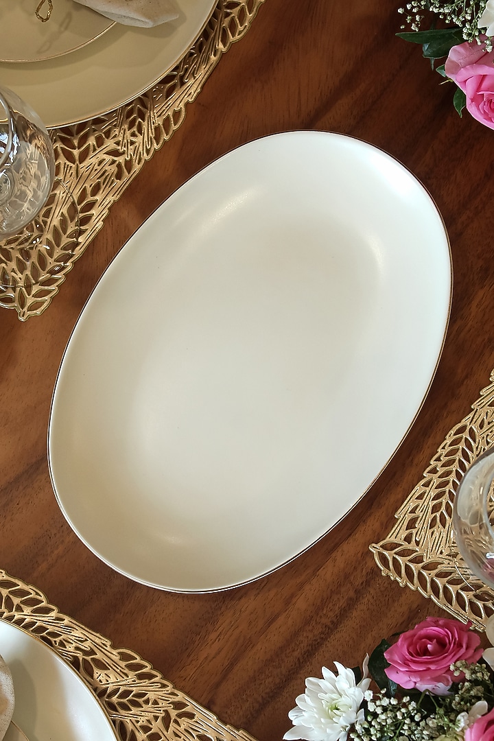 White Matte Porcelain Dinner (Set Of 21) by Vola at Pernia's Pop Up Shop