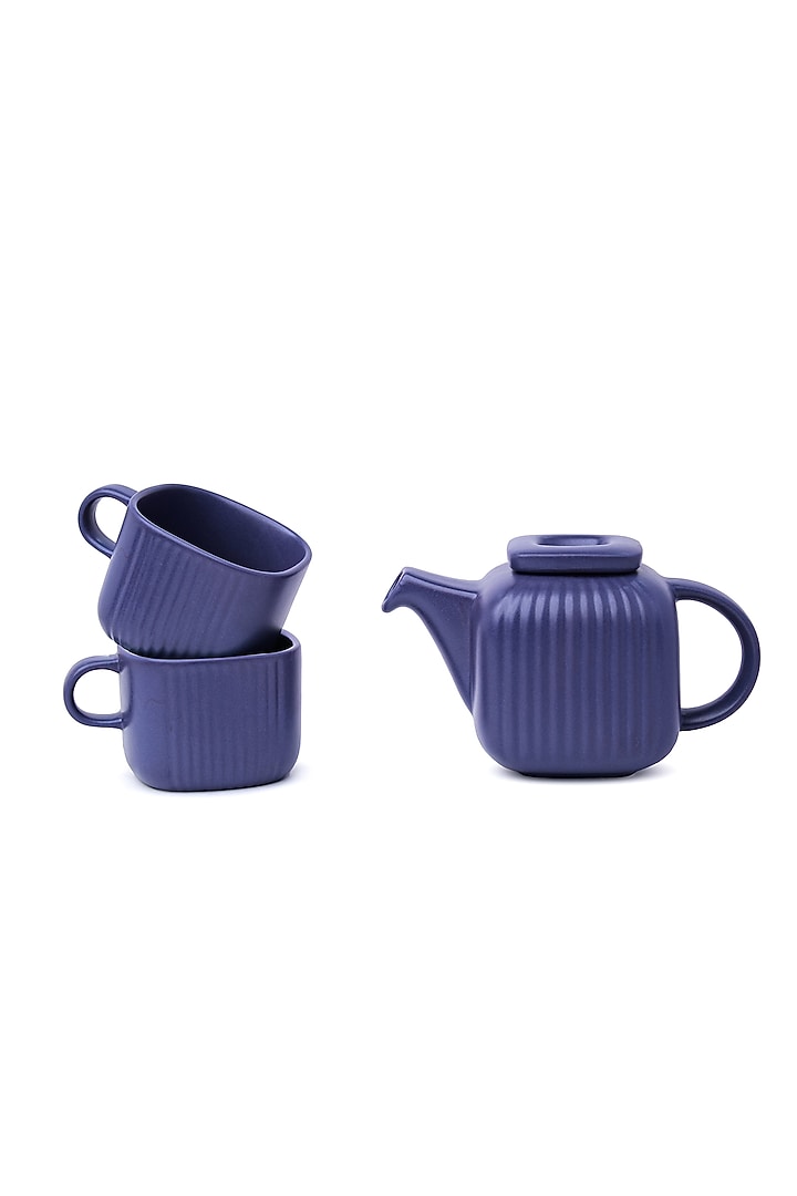 Cobalt Porcelain Tea-Pot With Cups (Set Of 3) by Vola at Pernia's Pop Up Shop