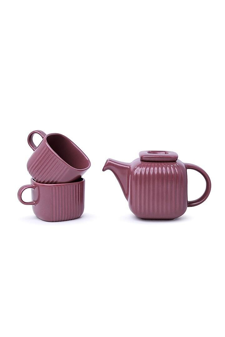 Purple Porcelain Tea-Pot With Cups (Set Of 3) by Vola at Pernia's Pop Up Shop