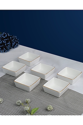 White Porcelain Bowls (Set Of 6) by Vola