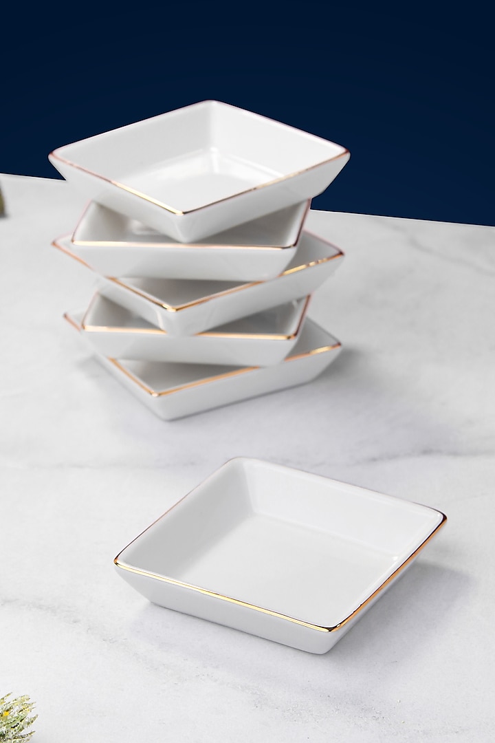 White Porcelain Bowls (Set Of 6) by Vola