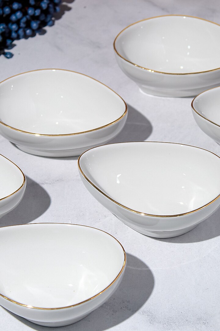 White Porcelain Bowls (Set Of 6) by Vola at Pernia's Pop Up Shop