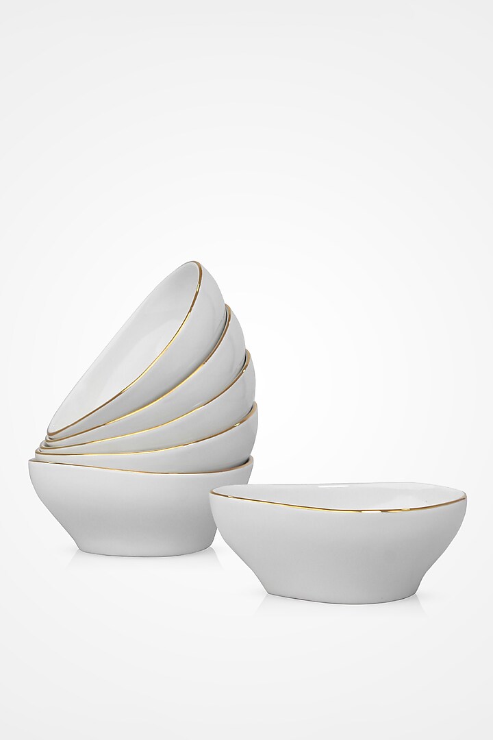 White Porcelain Bowls (Set Of 6) by Vola at Pernia's Pop Up Shop