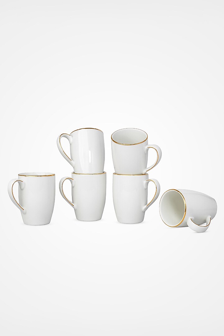 White Porcelain Mugs -230ml each (Set Of 6) by Vola at Pernia's Pop Up Shop