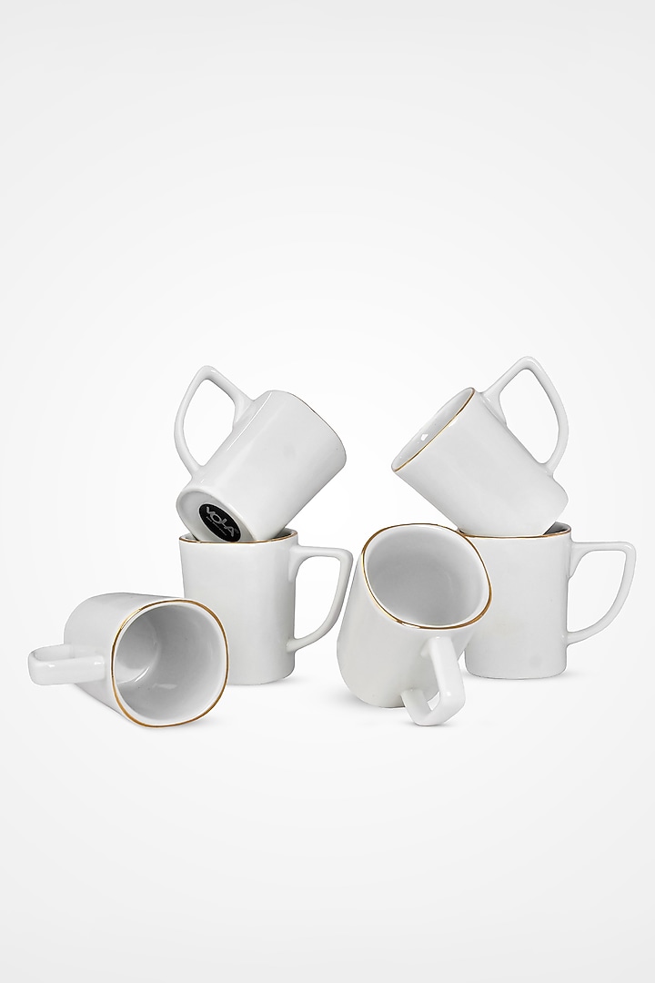 White Porcelain Mugs -100ml each (Set Of 6) by Vola at Pernia's Pop Up Shop