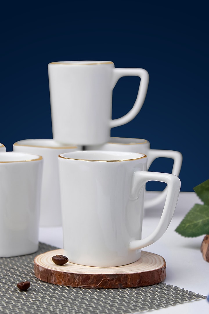White Porcelain Mugs -100ml each (Set Of 6) by Vola at Pernia's Pop Up Shop