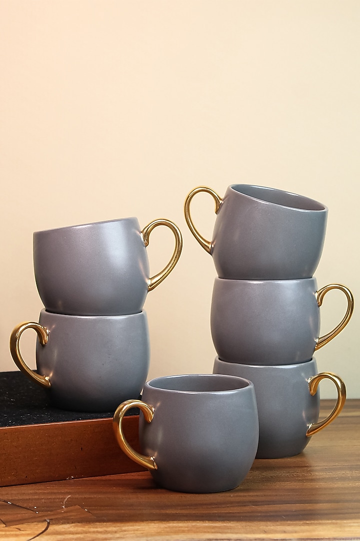 Pebble Grey Porcelain Cup Set by Vola at Pernia's Pop Up Shop