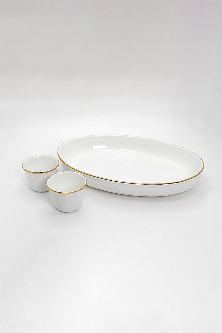 White Porcelain Platter Set by Vola at Pernia's Pop Up Shop