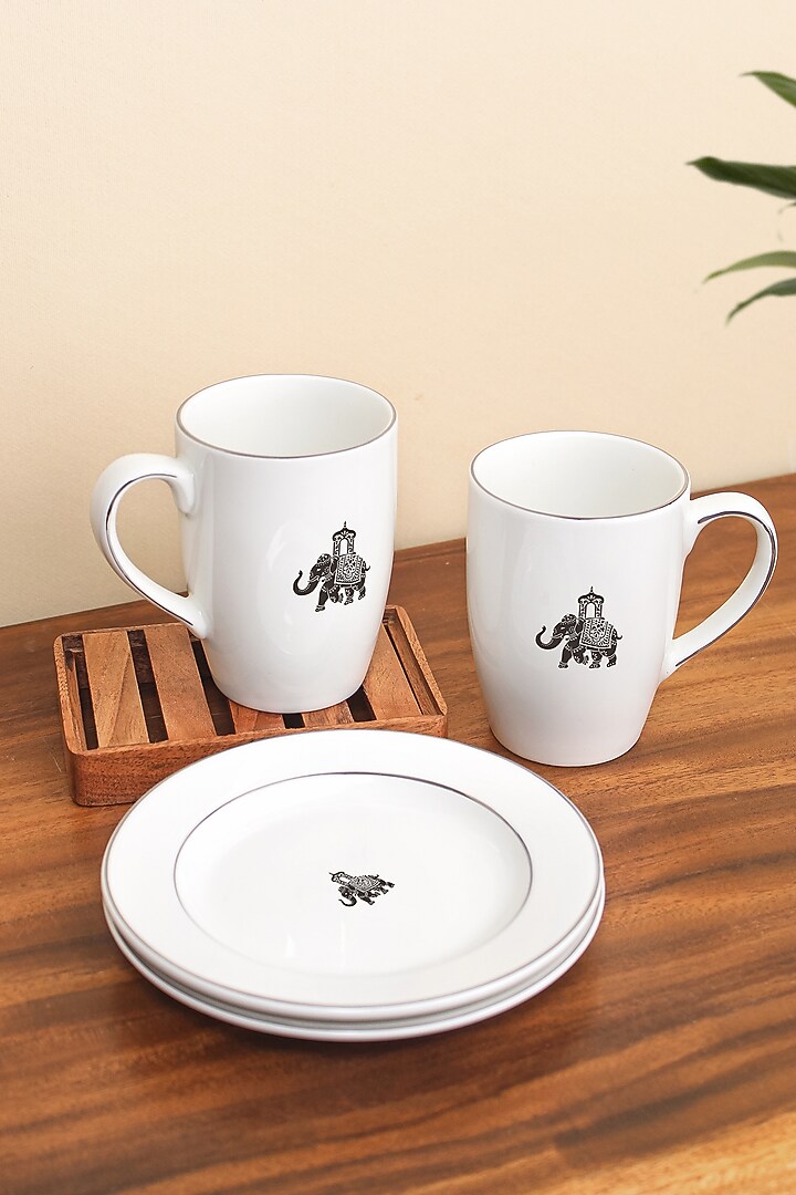 White Porcelain Mug & Mini Plate Set by Vola at Pernia's Pop Up Shop