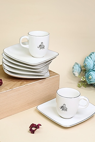 White Porcelain Gaj Espresso Cup & Saucer Set by Vola
