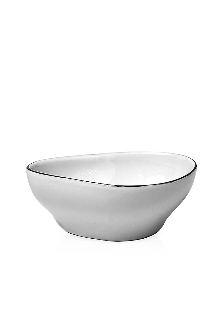 White Porcelain Triangle Mini Bowl Set by Vola at Pernia's Pop Up Shop