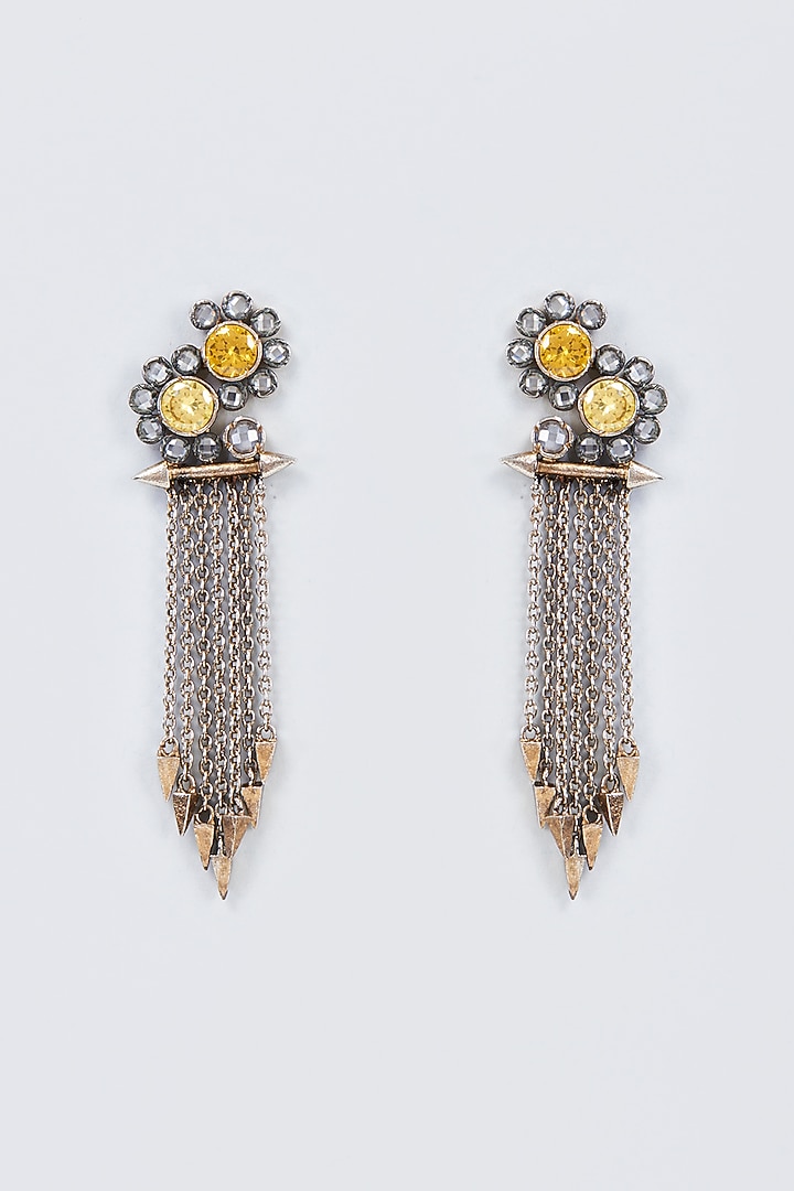 White Finish Kundan Polki Earrings by Vivinia By Vidhi Mehra at Pernia's Pop Up Shop