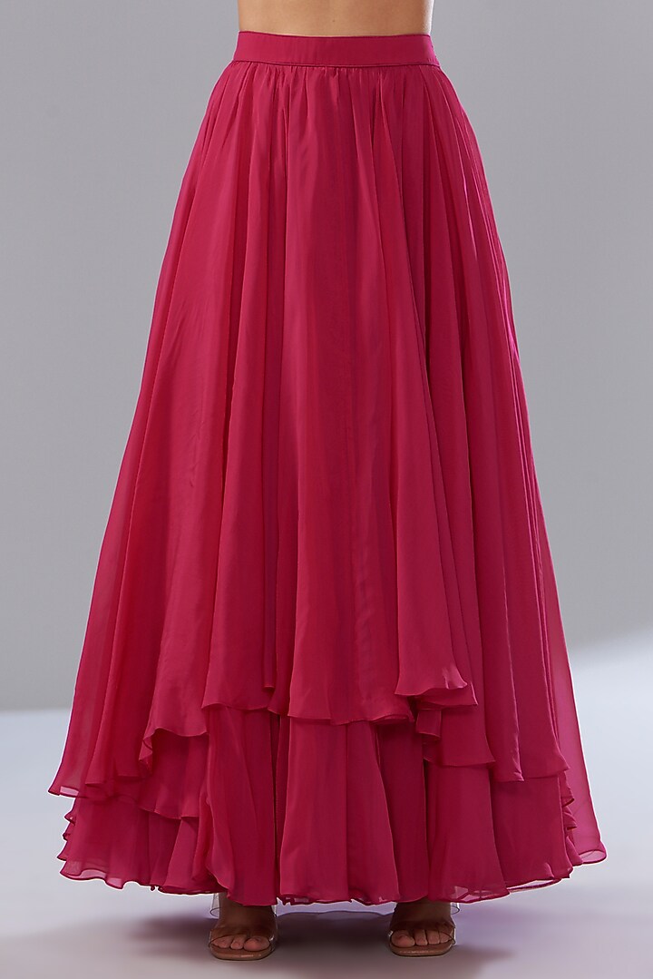 Fuchsia Organza Skirt Set by Varun Nidhika at Pernia's Pop Up Shop