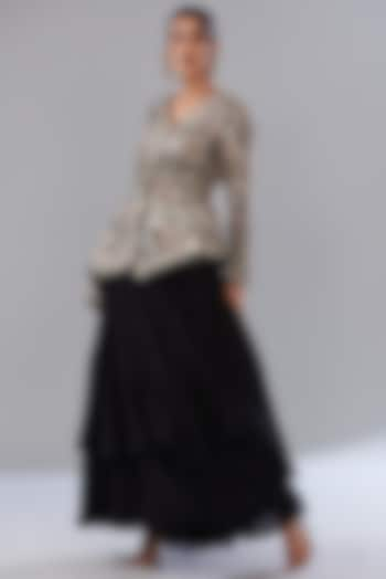 Black Organza Skirt Set by Varun Nidhika at Pernia's Pop Up Shop