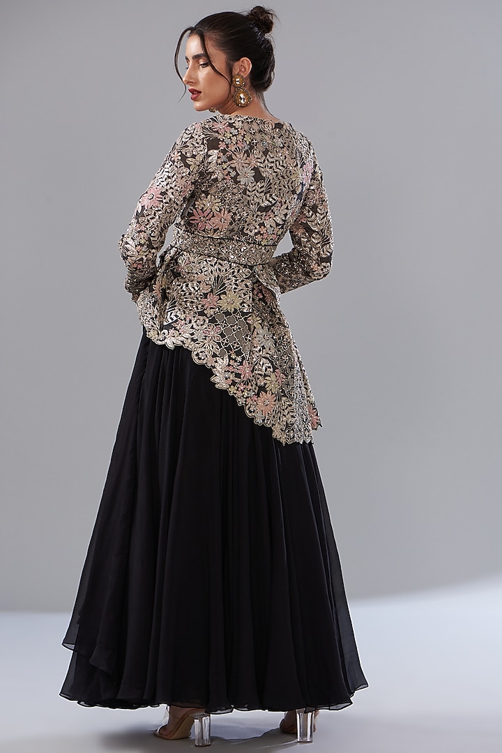 Black Organza Skirt Set by Varun Nidhika at Pernia's Pop Up Shop