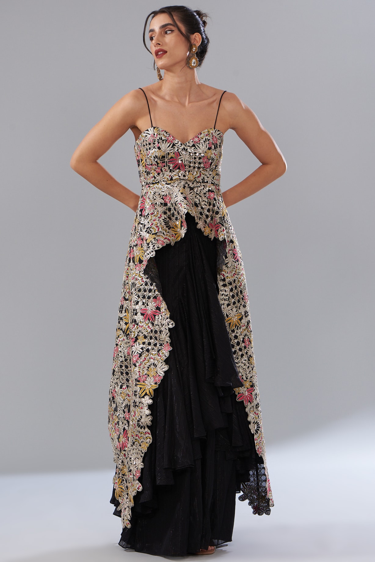 Anaya Embellished Organza Silk Cape Set (2 Shades) main image 0