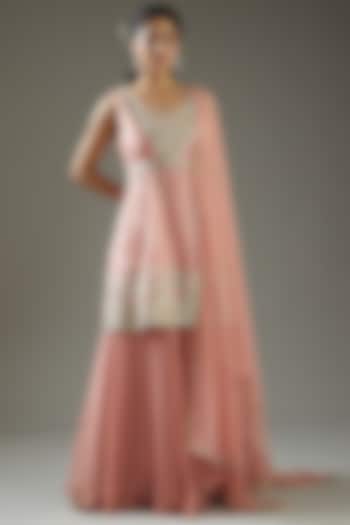 Rose Pink Organza Bridal Sharara Set by Varun Nidhika at Pernia's Pop Up Shop