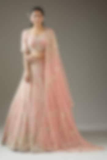 Rose Pink Embroidered Bridal Lehenga Set by Varun Nidhika at Pernia's Pop Up Shop