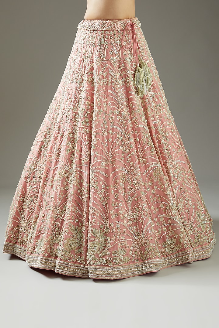 Rose Pink Embroidered Bridal Lehenga Set by Varun Nidhika at Pernia's Pop Up Shop